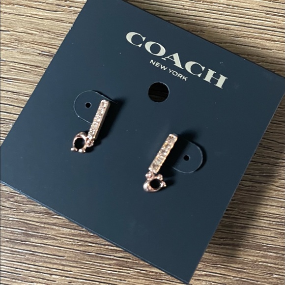 COACH-NWT Rose Gold, Crystal Signature “C” Earrings - Picture 4 of 10